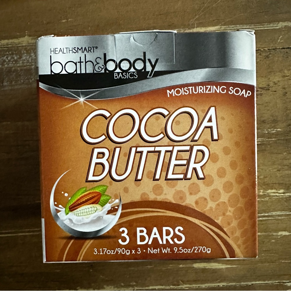 HealthSmart Bath & Body Basics Bar Soap Moisturizing Cocoa Butter Pack of 3 Bars
